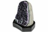 Deep Purple Amethyst Geode With Wood Base - Uruguay #342793-1